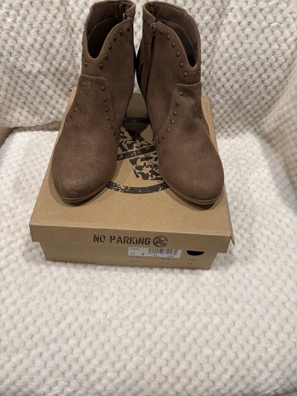 No Parking Linnett Taupe Studded Wedge Ankle Boots Women’s Size 9.5 Worn Once